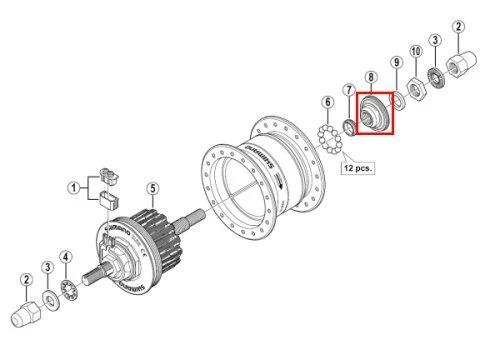 Shimano Konus VR DH-3N30 SSP / DH-3D32 SSP / DH-3D30 Nut / DH-3N20 Nut Links Y-2ZH98050 4 Shimano Konus VR DH-3N30 SSP / DH-3D32 SSP / DH-3D30 Nut / DH-3N20 Nut Links Y-2ZH98050 – Bild 2