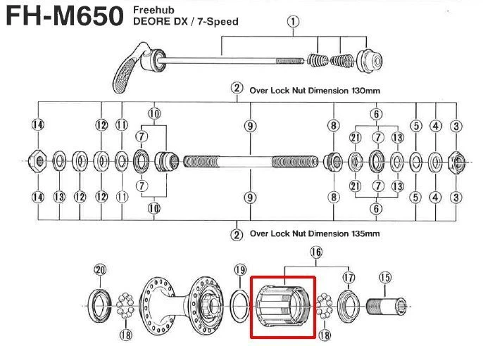 Shimano Zahnkranzkörper 105und LX/DX 7-fach Y-32K98010 – Bild 2