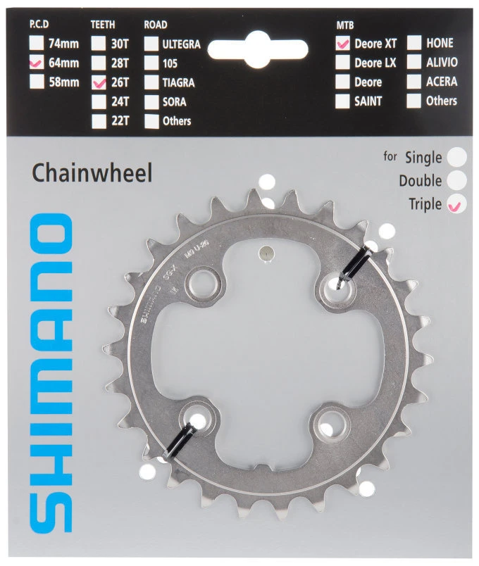 Shimano XT Ab 2004 4-Arm 9-/10-fach 26 Zähne U-Type IG Alu Silber Y-1J226000 3 Shimano XT Ab 2004 4-Arm 9-/10-fach 26 Zähne U-Type IG Alu Silber Y-1J226000